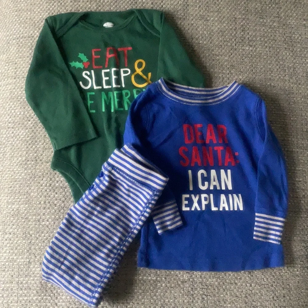 Old Navy 6-12 months Christmas pjs and onesie